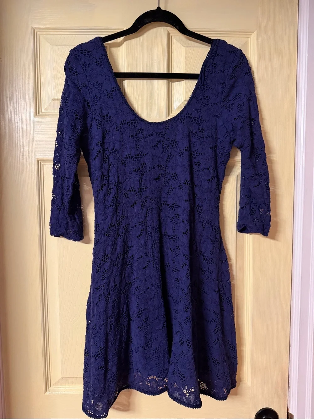 Navy blue free people lace dress lined Sz L
